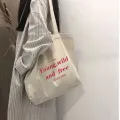 Women's Shoulder Bag Casual Female Capacity Tote Bags Large Shopper Canvas Letter Fashion Harajuku Zipper Print Canvas Handbags. 