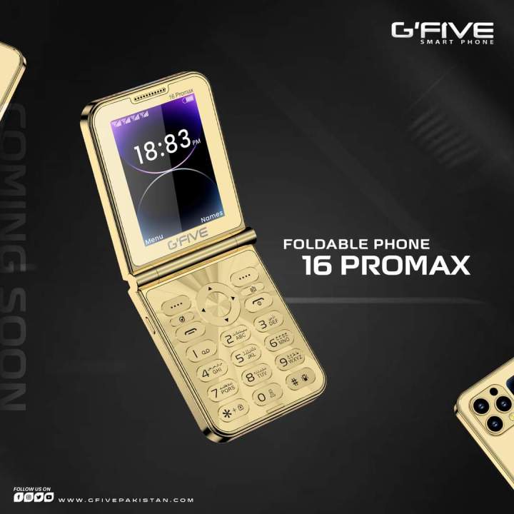 Gfive 16 Pro Max - Folding Mobile with 4 Sims Support - PTA Approved - 2.8 Inch HD Display - 1.4 Inch Back Sub LCD - 2000mAH Battery - auto call recording - Wireless FM Radio - Torch Light - 1 Year Brand Warranty