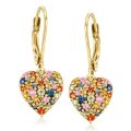 Cute Love Heart Shape Dangle Earring Bracelet Charms Colorful Zircon Earrings For Women Romantic Jewelry Lovers . 