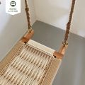 Modern Hand Woven Diyar wood Swing, Wooden Indoor & Outdoor , Living room Swing, with hanging hooks and rope. 