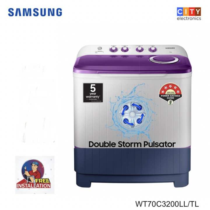 SAMSUNG%207%20Kg%20Semi-Automatic%20Top%20Load%20Washing%20Machine%20With%20Double%20Storm%20Pulsator%20&%20Air%20Turbo%20Dry%20WT70C3200LL/TL%20-%20Image%202
