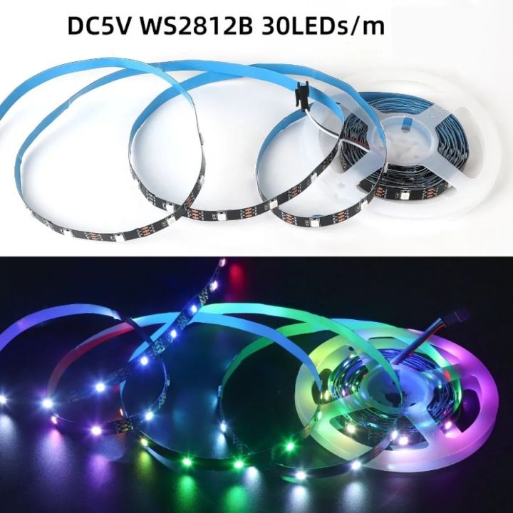 WS2812B%20RGB%20IC%20Smart%20LED%20Strip%205050%20Individually%20Addressable%20IC%2030/60/144Pixels/Leds/m%20Light%20DC%205V%20Black%20IP30%20IP67%20Waterproof%20lightify%20-%20Image%203