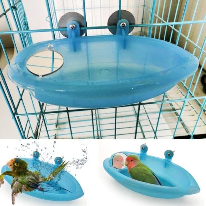 Bird Water Bath Tub For Pet Cage Hanging Bowl Parrot Parakeet Bird Bath