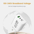 GaN Fast Charging 65W USB Type C Charger EU KR PD 3.0 Quick Charge Wall For Phone Adapter For iPhone 15   . 