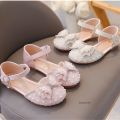 Spring and Summer Girls' Princess Shoes Sandals Flat Kids Dresses Shoes Pearl for Kids and Teens.