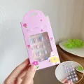 24PCS Children False Nails Kids Girls Press on Short Artificial Fake Nails Cute Pre Glue Full Cover Acrylic Nail Tip Kit. 
