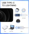 Type-C Female to Lightning Cable Adapter, Type-C to 8 Pin Male PD Fast Charging Converter Cord Data Sync Connector for i-Phone 13 12 11 AirPods iOS Device. 