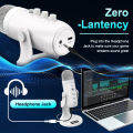 Professional White USB Condenser Microphone Studio Recording Mic for PC Computer Phone Gaming Streaming Podcast Vocals Youtube.