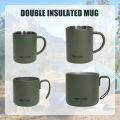 N Double Wall Coffee Mug Stainless Steel Matte  Green Water Mug Insulated with Handle for Camping Picnic Outdoors 300/450ml. 