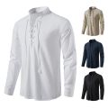 King Billion Men's Shirts Casual Men Cotton Linen Long Sleeve T-shirt Spring Autumn Vintage Shirt US Size Drawstring Neck. 