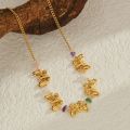 Kissmoon Trendy Charms Butterfly With Colorful Stone Stainless Steel Necklace for Women Brithday Party Necklace Jewelry. 