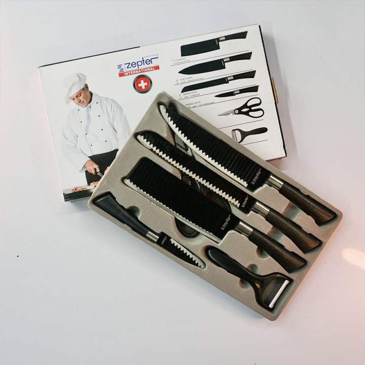 Zepter%206%20Pcs%20Stainless%20Steel%20Kitchen%20Knife%20Set%20%E2%80%93%20Sharp,%20Durable,%20Premium%20Quality%20%E2%80%93%20Chef%20&%20Cooking%20Knives%20for%20Home%20&%20Restaurant%20Use%20-%20Image%202