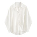 Zadily Minimalist Full Sleeve Oversize Black Women Basic Shirt Button Up Loose Woman Tuic Blouses 2025 Autumn Female Long Tops. 