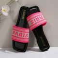 Fashionable Classic Simplicity Sandals Slides Women New Slippers Cloth Cover Letter Outdoor Casual Flat Bottom Slippers Women.