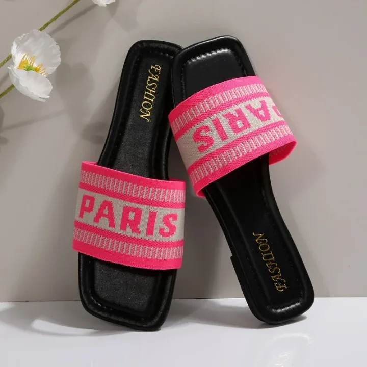 Fashionable%20Classic%20Simplicity%20Sandals%20Slides%20Women%20New%20Slippers%20Cloth%20Cover%20Letter%20Outdoor%20Casual%20Flat%20Bottom%20Slippers%20Women%20-%20Image%204