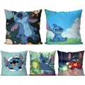 S-Stitch Cartoon Anime Pillow Case Square Pillow Bedroom Sofa Leisure Comfort Cushion Car Living Room Home Decoration 40X40. 