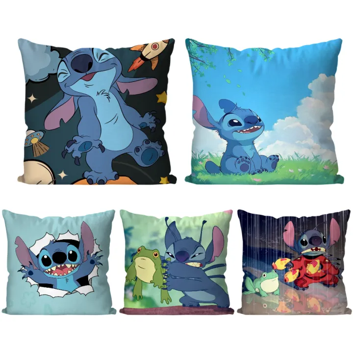 S-Stitch Cartoon Anime Pillow Case Square Pillow Bedroom Sofa Leisure Comfort Cushion Car Living Room Home Decoration 40X40