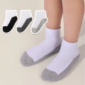 7 Pairs of Kids Cotton Blend Ankle Socks, Student Socks, Mesh Design, Solid Color, Comfortable, Breathable, Durable. 