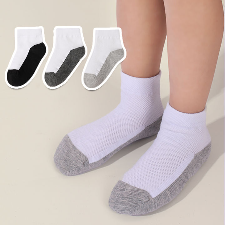 7%20Pairs%20of%20Kids%20Cotton%20Blend%20Ankle%20Socks,%20Student%20Socks,%20Mesh%20Design,%20Solid%20Color,%20Comfortable,%20Breathable,%20Durable%20-%20Image%202