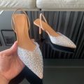 2024 Fashion Summer Women High Heels Pearl Decoration Slingback Woman Pumps Pointed Toe High Heels Sandals Elegant Woman Shoes.