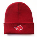 Anime Ninja Figure Cosplay Caps Cartoon Embroidered Red Cloud Hokage Sharingan Unisex Elastic Black Knitted Winter Warm Hats. 