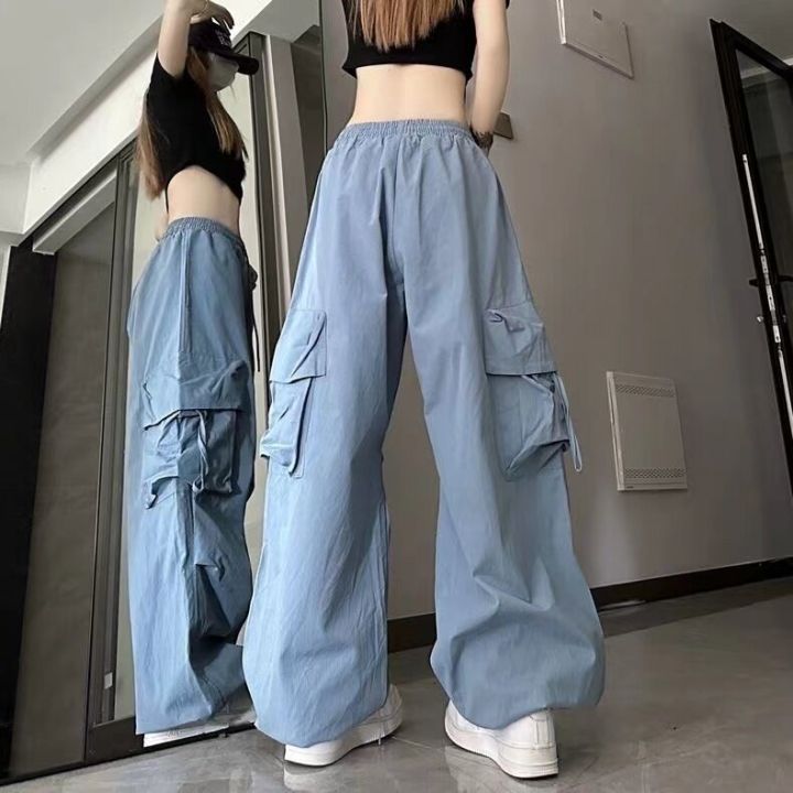 Wofacai%20women%20vintage%20loose%20pants%20Street%20cargo%20straight%20loose%20straight%20trousers%20with%20rope%20belt%20buckle%20cool%20look%20charming%20-%20Image%202