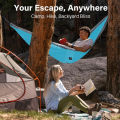 Camping hammock is a portable hammock with tree ties and carry on bags, essential camping equipment. 