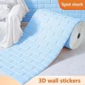 70cm*1m 3D Brick Pattern Wall Sticker Self-Adhesive Panel Waterproof Living Room Wallpaper Home Decoration. 