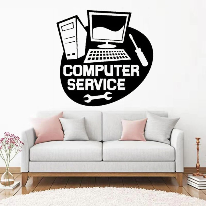 Vinyl Wall Decal Computer Service Repair Stickers Mural Creative Logo Symbol Removable Window Decor Interior Poster