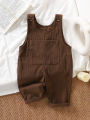 1 Piece Set of New Spring, Autumn, and Winter Thickened Casual Korean-Style Corduroy Overalls for Baby Boys and Girls, Suitable for Toddlers and Young Children. 