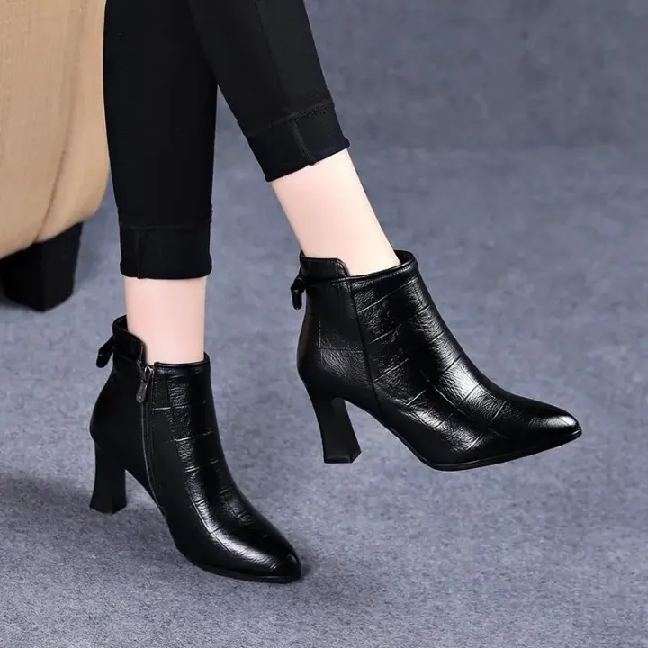 Botas Femininas Women Fashion Spring & Autumn High Quality High Heel Ankle Boots Lady Casual Comfort Winter Party Shoes A41