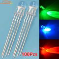 100Pcs F5 5mm Lamp Bead Round LED Emitting Diodes 4pin Bulb RGB Tri-Color Common Cathode Anode Decoration Atmosphere Neon. 