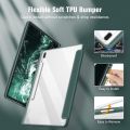 Fintie Hybrid Slim Case for Samsung Galaxy Tab S8 Plus 2022/S7 FE 2021/S7 Plus 2020 12.4 Inch with S Pen Holder, Shockproof Cover with Clear Transparent Back Shell, Auto Wake/Sleep, Midnight Green. 