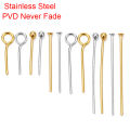 30 100 pcs Stainless Steel Headpins Flat Head Needles Bulk PVD Never Fade 20 30 40mm Circular Eye Head Pins For Jewelry Making.