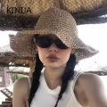 Beach Hat Female Sunscreen Cap Simple Women Panama Straw Hat Summer Sun Hat for Women Lady Folding Travel Caps 10cm Brim Floppy. 