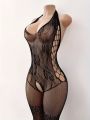 Side Cutout  Lingerie Bodysuit Women Fishnet Open Crotch Bodystocking for  See Through Nightwear. 