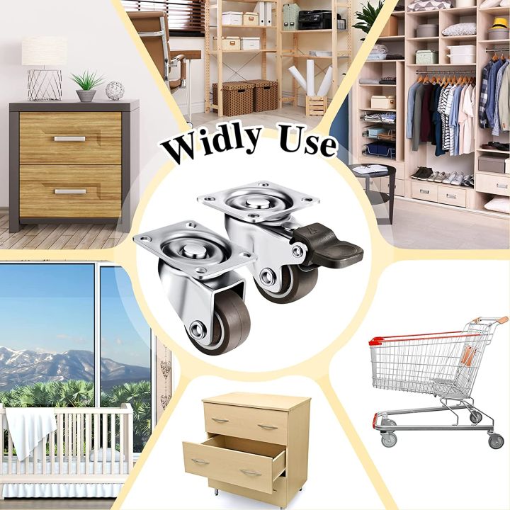 4%20Pcs%20Low%20Profile%20Casters%20Wheels%201%20Inch%20Soft%20Rubber%20Swivel%20Caster%20Small%20Silent%20Casters%20with%20360%20Degree%20Top%20Plate%20and%2012%20Screws%20-%20Image%206