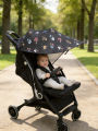 Universal Sunshade for Multiple Baby Models, Sun Protection and Light-Blocking Cover for Baby Travel, Foldable and Breathable, Cartoon Print Ins Style. 