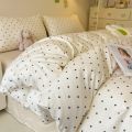 3pcs Satin Duvet cover set (1*Duvet Cover + 2*Pillowcase, Without Core), Black dot print Bedding Set, Soft Comfortable. 