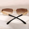 1pc Rimless Sunglasses Rectangle Women Men Shades Small Square Sun Glasses For Female Male Beach Vacation Travel Eyewear.