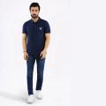 Men's Summer 100 Cotton Eagle Pattern Print Loose Large Casual Polo Collar Short Sleeve POLO Shirt Top. 