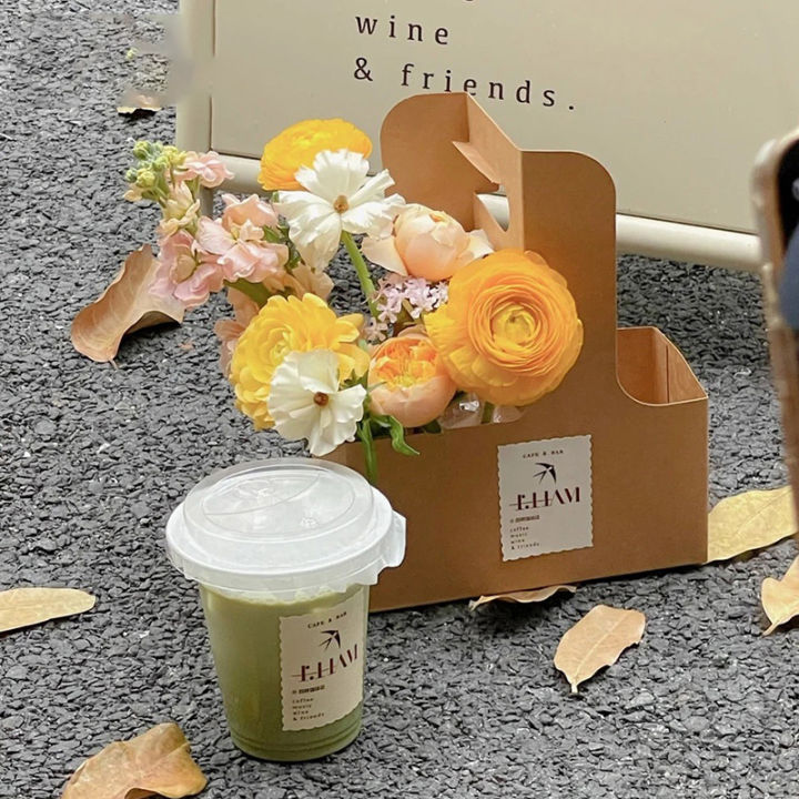 10pcs%20Portable%20Flower%20Gift%20Bag%20Kraft%20Paper%20Holder%20Coffee%20Flower%20Cake%20Dessert%20Packaging%20Box%20Photo%20Favor%20Drink%20Carrier%20With%20Handle%20-%20Image%202