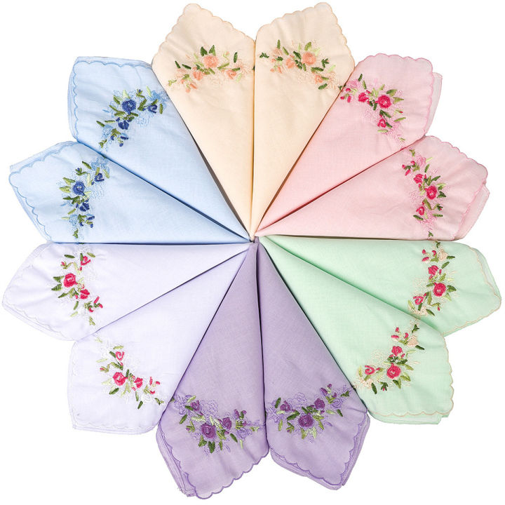 35cm 60 count cotton embroidered handkerchief plain color ladies high-grade cotton handkerchief holiday gift wedding supplies