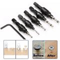 Countersink Drill Bit Set for Wood Counter Sink Wood Pilot Screw Hole Cutter Counterbore Reamer Tapered Chamfer Woodwooking Tool. 