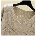 Pointelle Knit Top Long Sleeve Cropped Plain Pullover Women Jumper Knitwear Spring Summer Basic Outfit. 