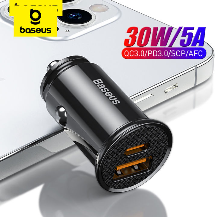 Baseus 30W USB Car Charger Quick Charge 4.0 3.0 FCP SCP USB PD For iPhone 12 13 14 15 Pro Fast Charging Car Phone Charger