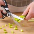 Scissors Stainless Steel Kitchen Household Bone Scissors Chicken Wings Fish Chopper Bottle Opener Clip Walnut Kitchen Tools. 
