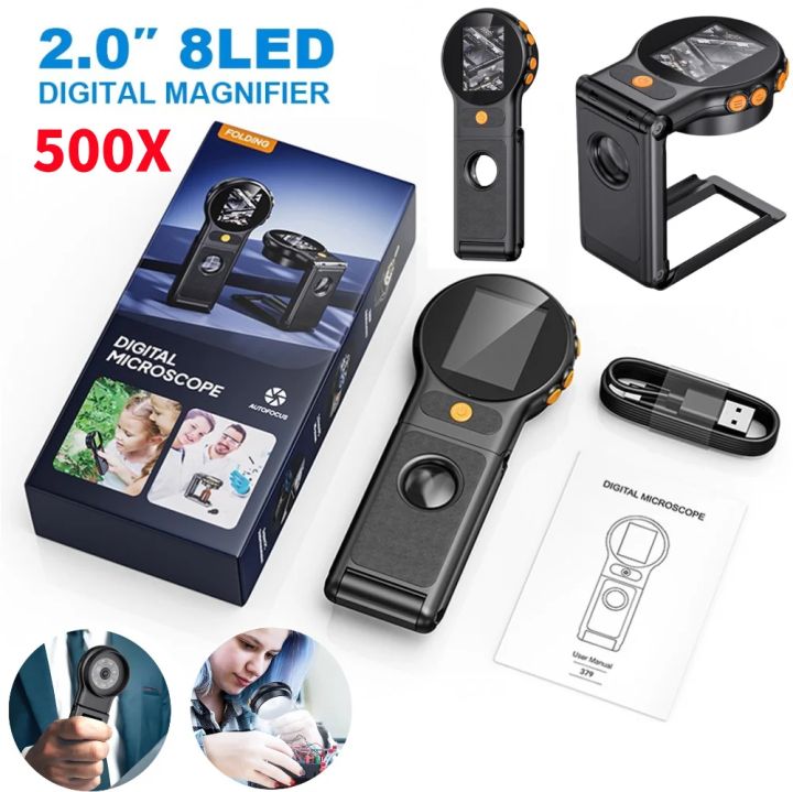 500X Magnification Digital Microscope with LED HD Electronic Coin ...