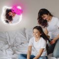 Hello Kitty Mirror Neon Sign For Wall Decor Cute Mirror Neon Sign For Bedroom Living Room Game Room Gifts For Girls Girlfriend. 