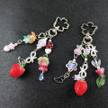 Cute Strawberry Bow Keychain Y2K Coquettish Fairytale Lily of the Valley Handbag Pendant Key Ring Jewelry Accessories Girls . 